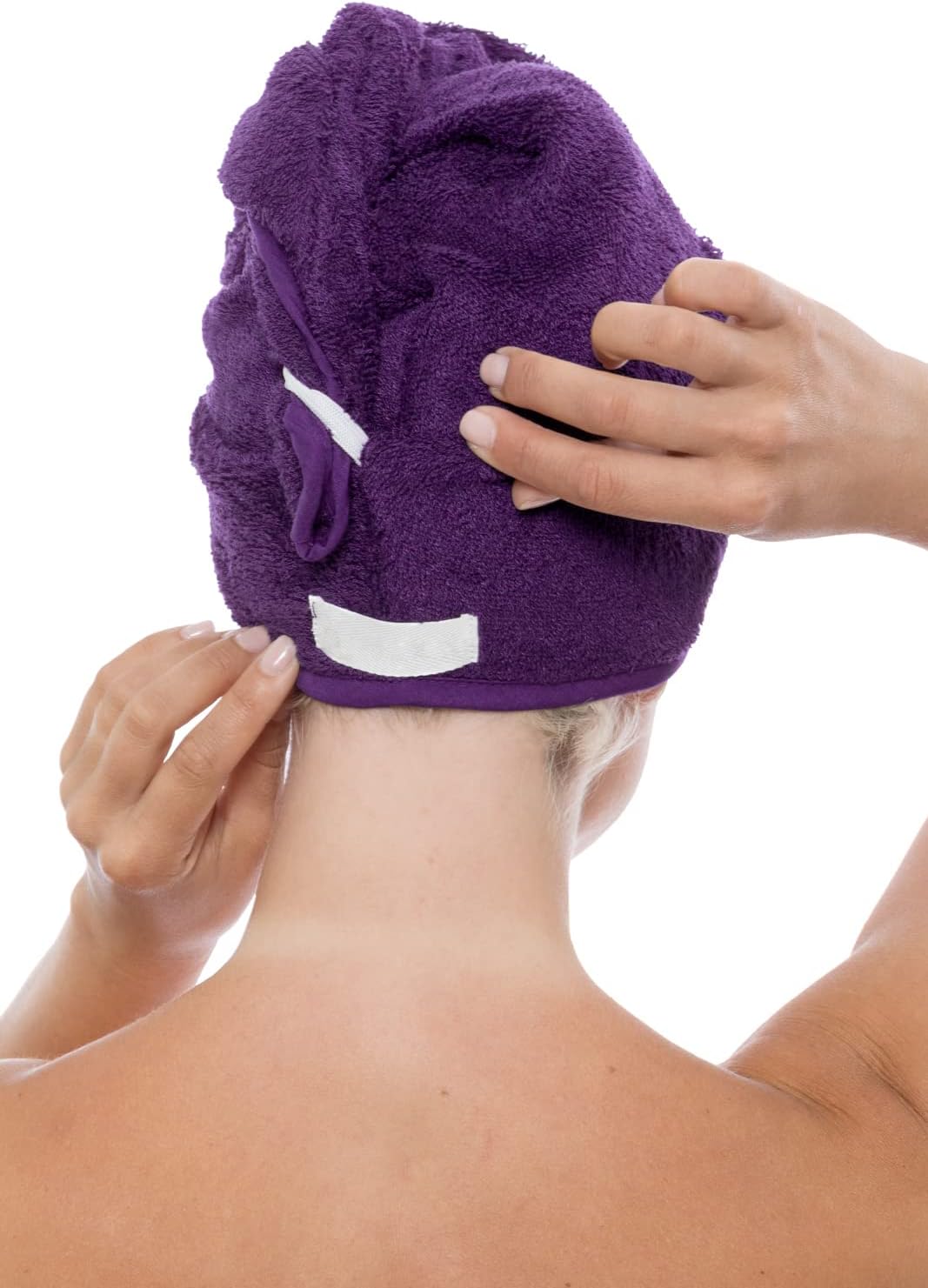 Texere Women's Rayon and Cotton Terry Spa Hair Towel - Quick Dry, Absorbent and Lightweight Hair Wrap Towel with Loop and Twist Closure (Tya, Purple, U)