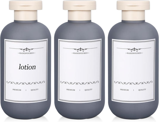 3 PACK Travel Shampoo Bottle, Empty Plastic Squeeze Bottles 6.8oz with Flip Cap, Lotion Container for Toiletries Travel Size Shampoo and Conditioner