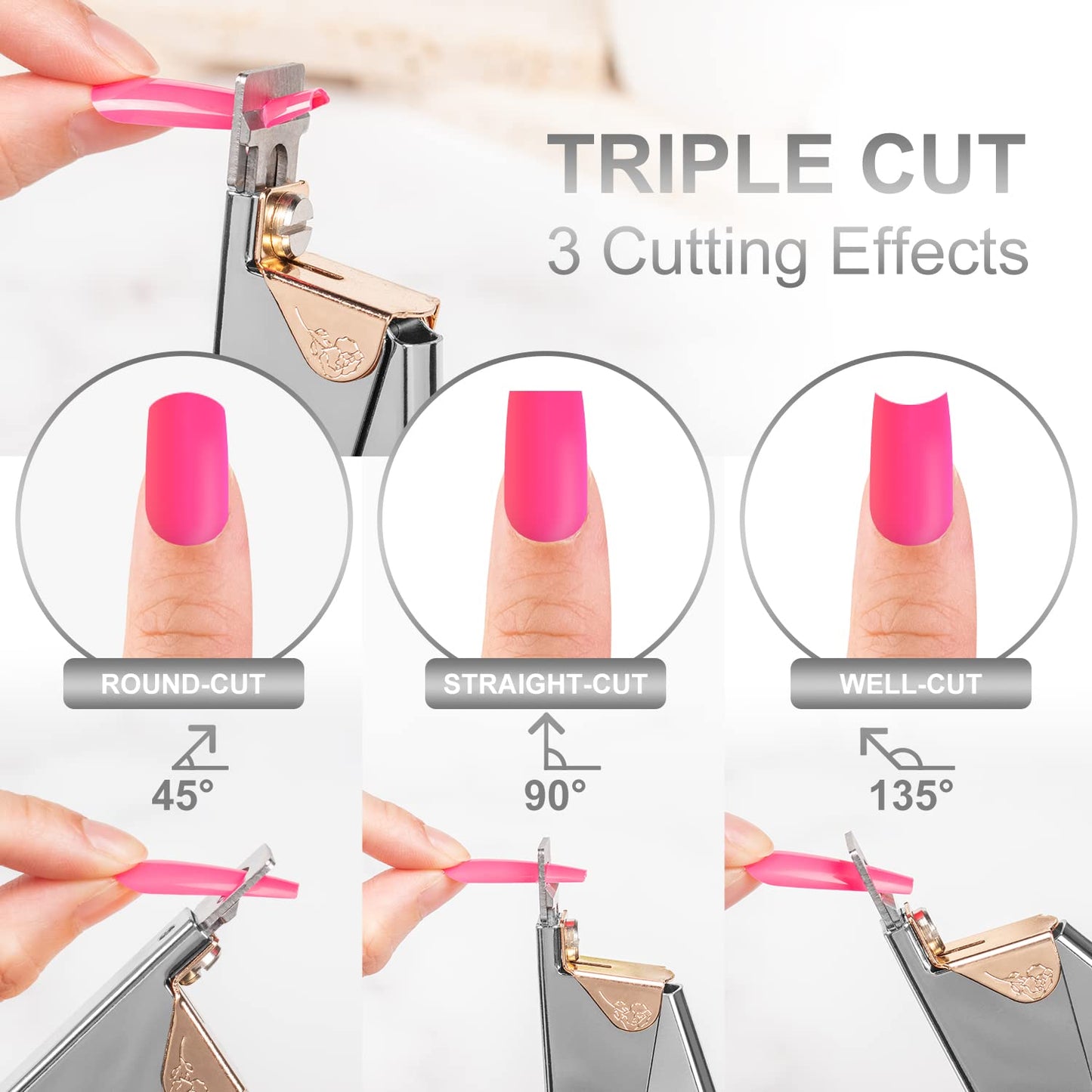 Nail Clippers for Acrylic Nails, Silver Premium Stainless Steel Fake False Acrylic Nail Cutter, Sharp Blade Nail Manicure Nail Tips Clipper for Salon Home DIY Nail Art Beauty Design by GA&EN