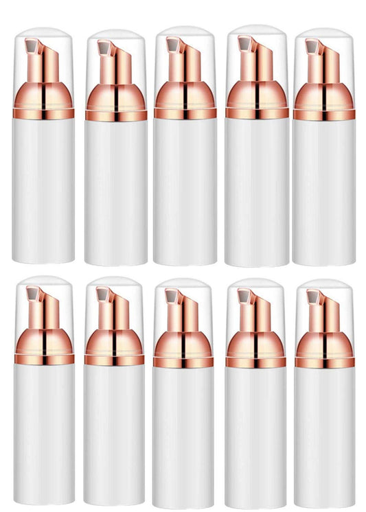 10 Pcs Rose Gold Foaming Pump Bottles Plastic Mini Foam Sispensing Refill Bottle Soap Dispenser for Cleaning, Travel, Cosmetics Packaging 60ml