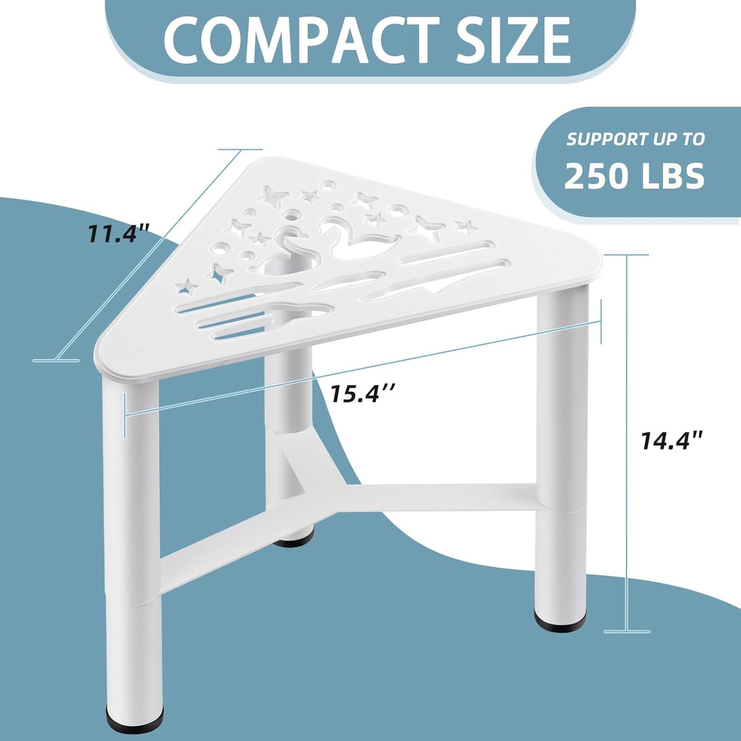 Metal Shower Foot Rest, Small Corner Shower Stool for Shaving Legs, Bathroom Bench for Inside Shower- Small Step Stools to Sit on, Bath Seat Shower with Storage Shelf for Bathroom Spa(White)