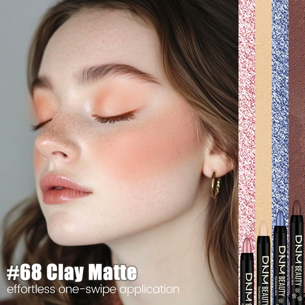 evpct Nude Pink Matte Cream Eye Shadow Sticks Brightener Pencils for Women, Nude Pink Silky Eyeshadow Applicator Stick Pen Waterproof, Blendable Crease-Proof Stick Eyeshadow Matte Eye Makeup 68