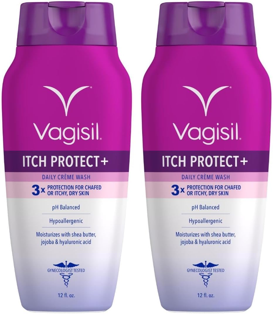Vagisil Feminine Wash for Intimate Area Hygiene and Itchy, Dry Skin, Itch Protect+ Crème Wash, pH Balanced and Gynecologist Tested, 12oz (Pack of 2)