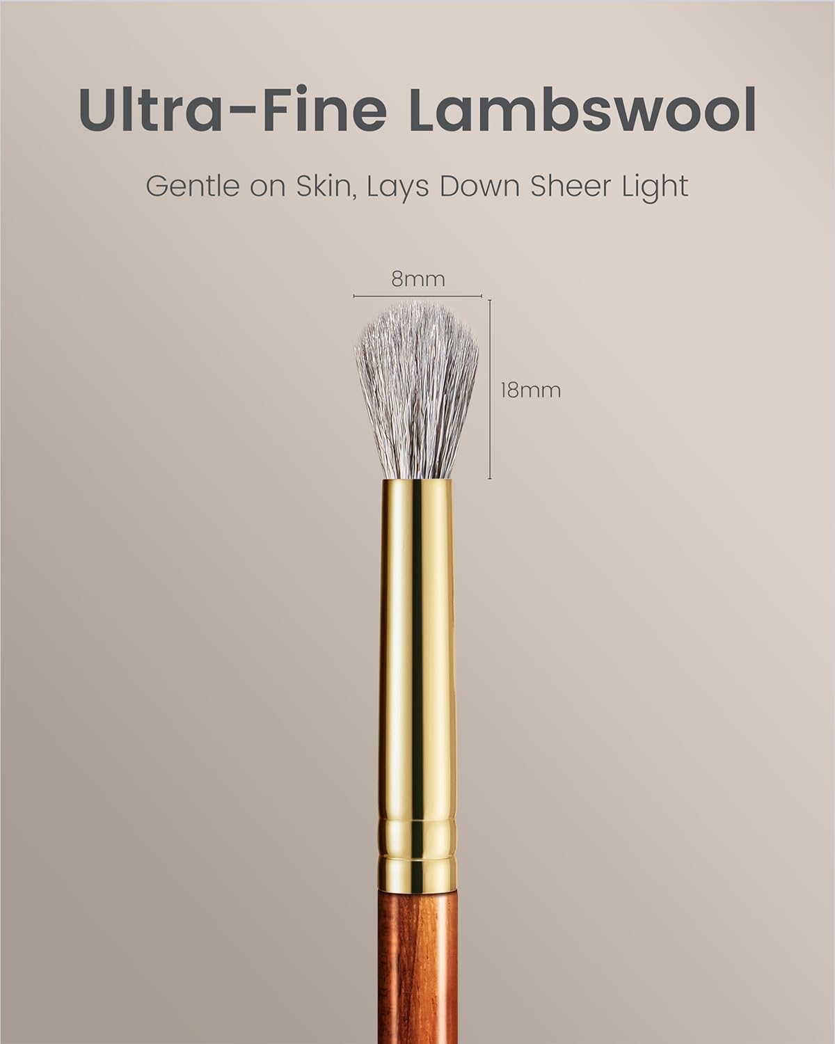 Desert Oak Series BlendFluff Crease Blender - Natural Goat Hair Eyeshadow Brush for Soft Blending, Luxury Bubinga Wood Handle (CM 201)