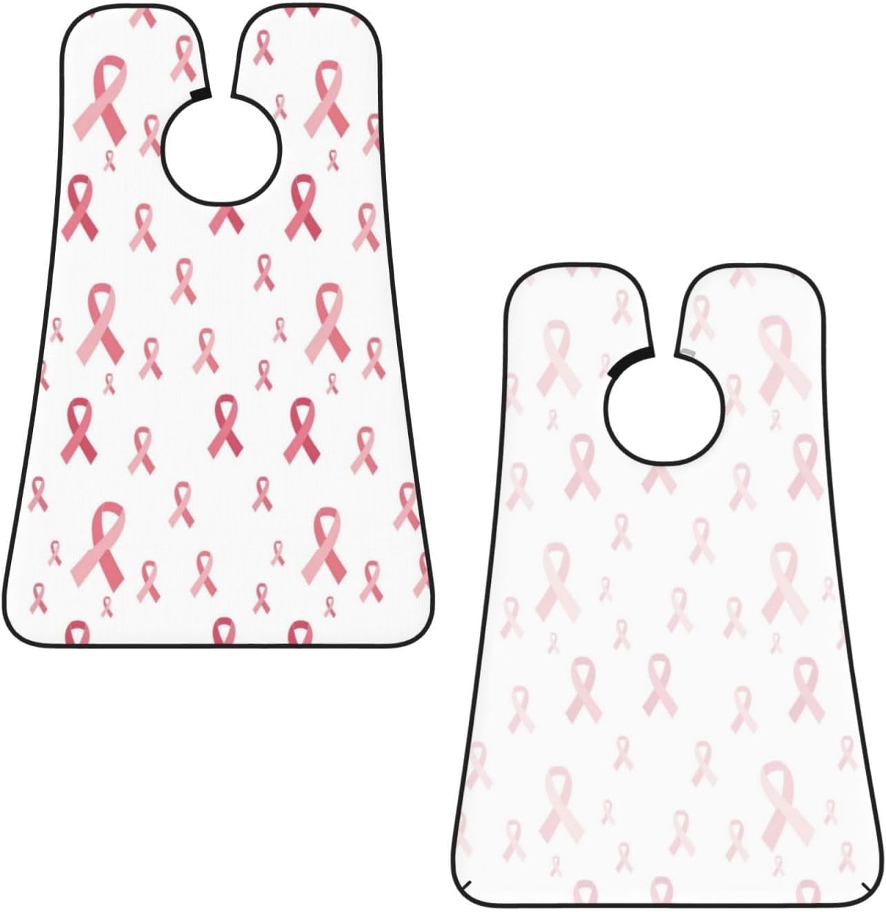 Waterproof Grooming Apron, Non-Stick Beard Bib with Suction Cups, for Breast Cancer Awareness Pink Ribbons White