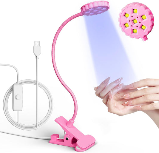 LIORA UV LED Nail Lamp 6W with Clamp – 7 Beads Gel Lamp Flash Cure Light, Flexible 360° Gooseneck USB Manicure lamp, Nail Dryer for Gel Polish and Press On Nails, Mini Nail UV Light for Salon DIY