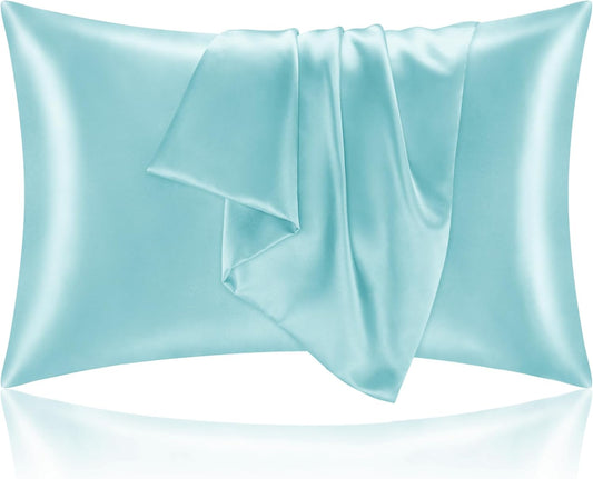 BEDELITE Satin Pillowcase for Hair and Skin, Super Soft and Cooling Similar to Silk Pillow Cases 2 Pack with Envelope Closure, Gift for Women Men(20"x40" King Size, Blue)