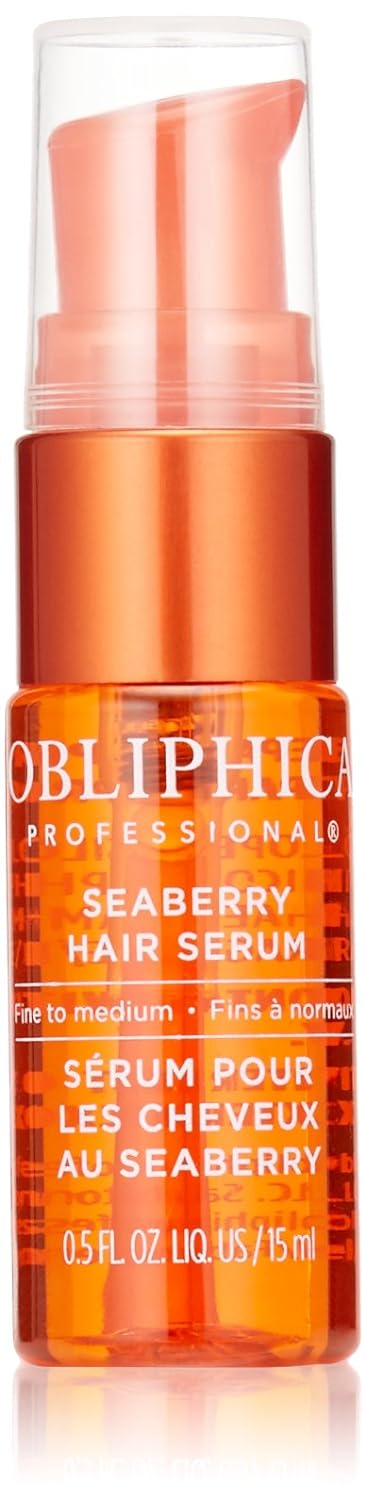 Obliphica Seaberry Leave in Hair Serum for Fine & Medium Hair - Vitamins and Omegas for Frizz Free & Nourished Hair - Hair Serum for Dry Hair and Growth - 0.5 Fl Oz
