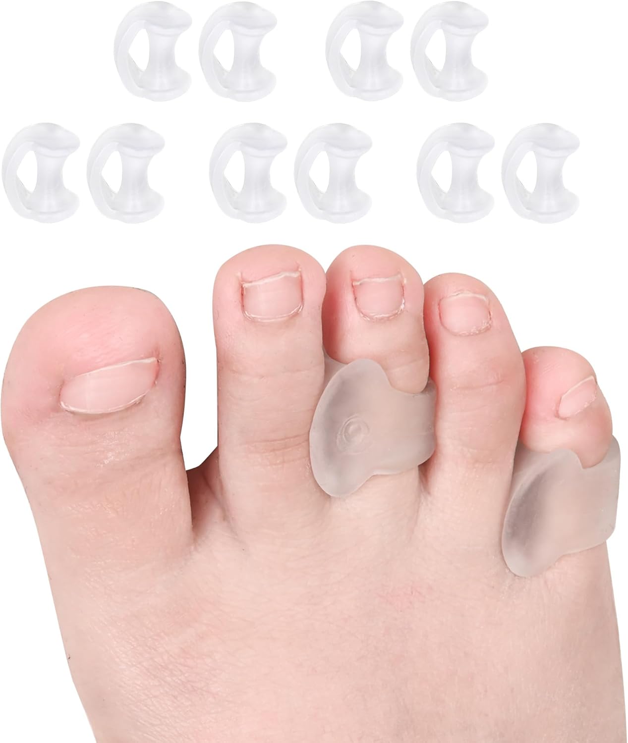 Pinky Toe Separator, Gel Toe Spacers Straightener, Hammer Toe Corrector for Feet Women and Man 10 Pcs/lot, Pinky Toe Bunion Spreaders for Overlapping Toes Women
