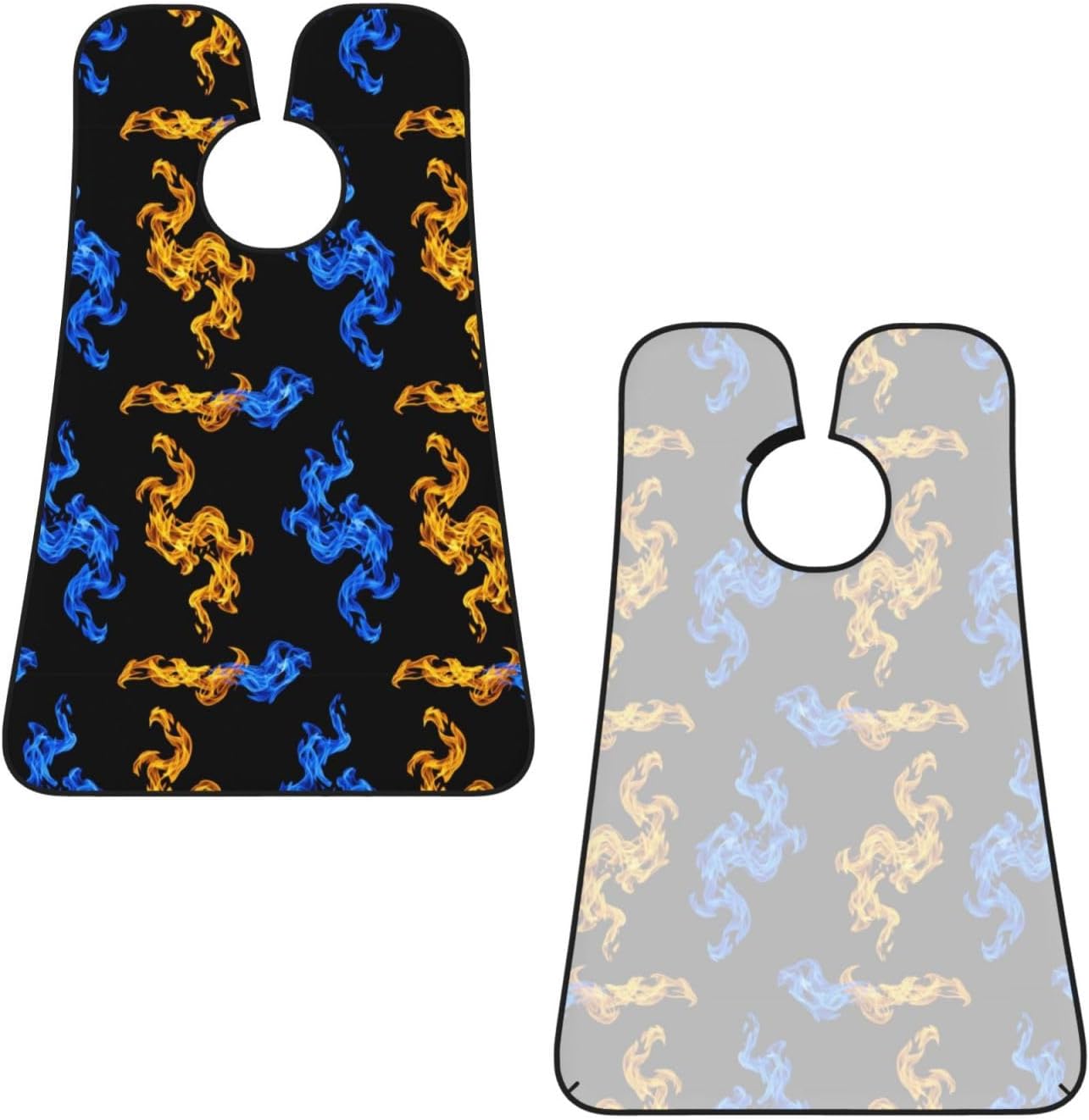 Adjustable Non-Stick Beard Apron, Hair Catcher Cape for Shaving Grooming, Waterproof with Suction Cups Men, Red Blue Fire Shave Bib