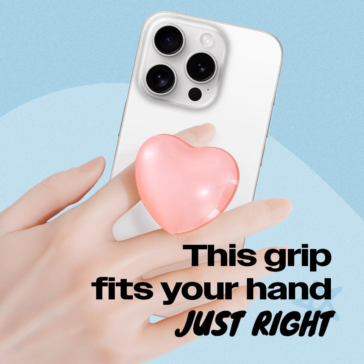 OnTheGrip Cute Glass Heart Design Collapsible Expandible Mobile Phone Grip Stand Holder for Smartphone Tablet Cell Phone Accessory (Pink)