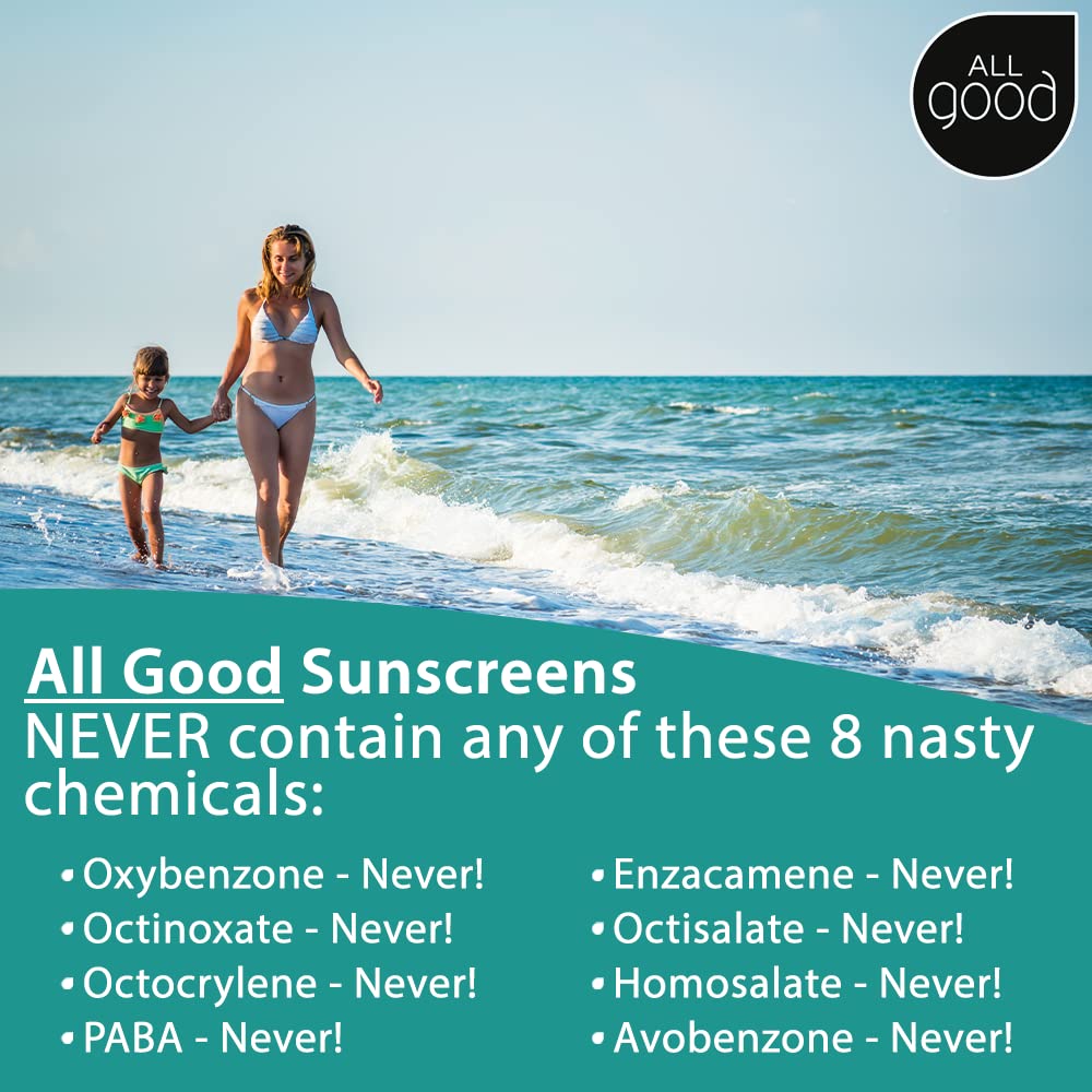 All Good Baby & Kids Mineral Face & Body Sunscreen - UVA/UVB Broad Spectrum, Coral Reef Friendly, Water Resistant, Zinc Oxide - SPF 50 Butter Stick & SPF 30 Spray