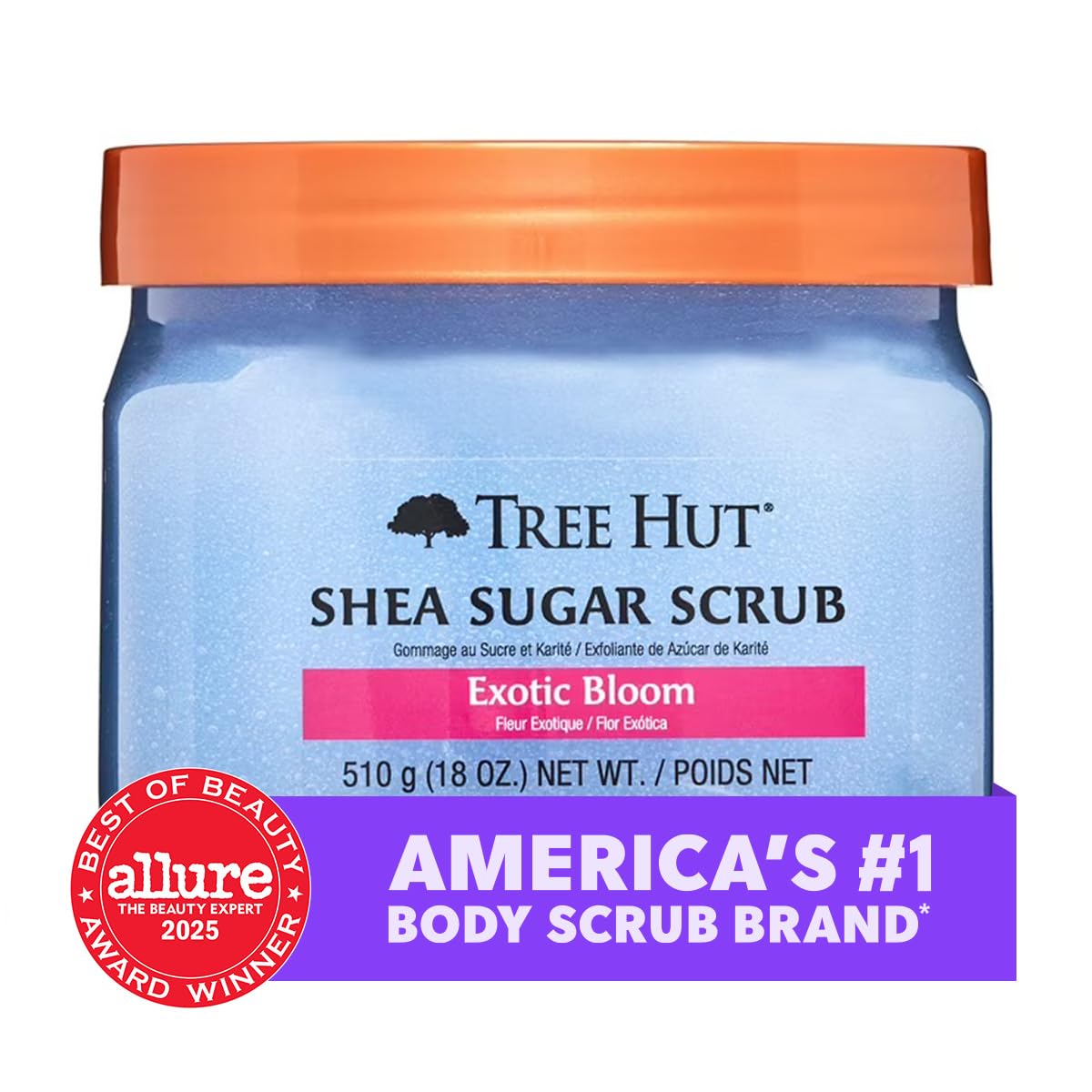Tree Hut Exotic Bloom Shea Sugar Scrub | Exfoliating Body Scrub Removes Dead, Dry Skin for a Soft & Hydrated Feel | Nourishing Essential Body Care | 18 fl oz.