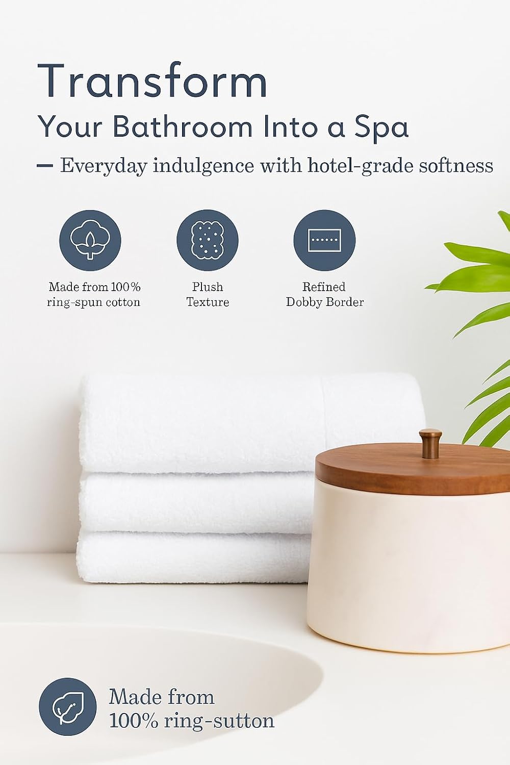 Luxury Hand Towels Set of 6 – 16x30, 550 GSM Ultra-Plush Cotton | Thick, Absorbent, Quick Dry | Hotel & Spa Quality White Towels