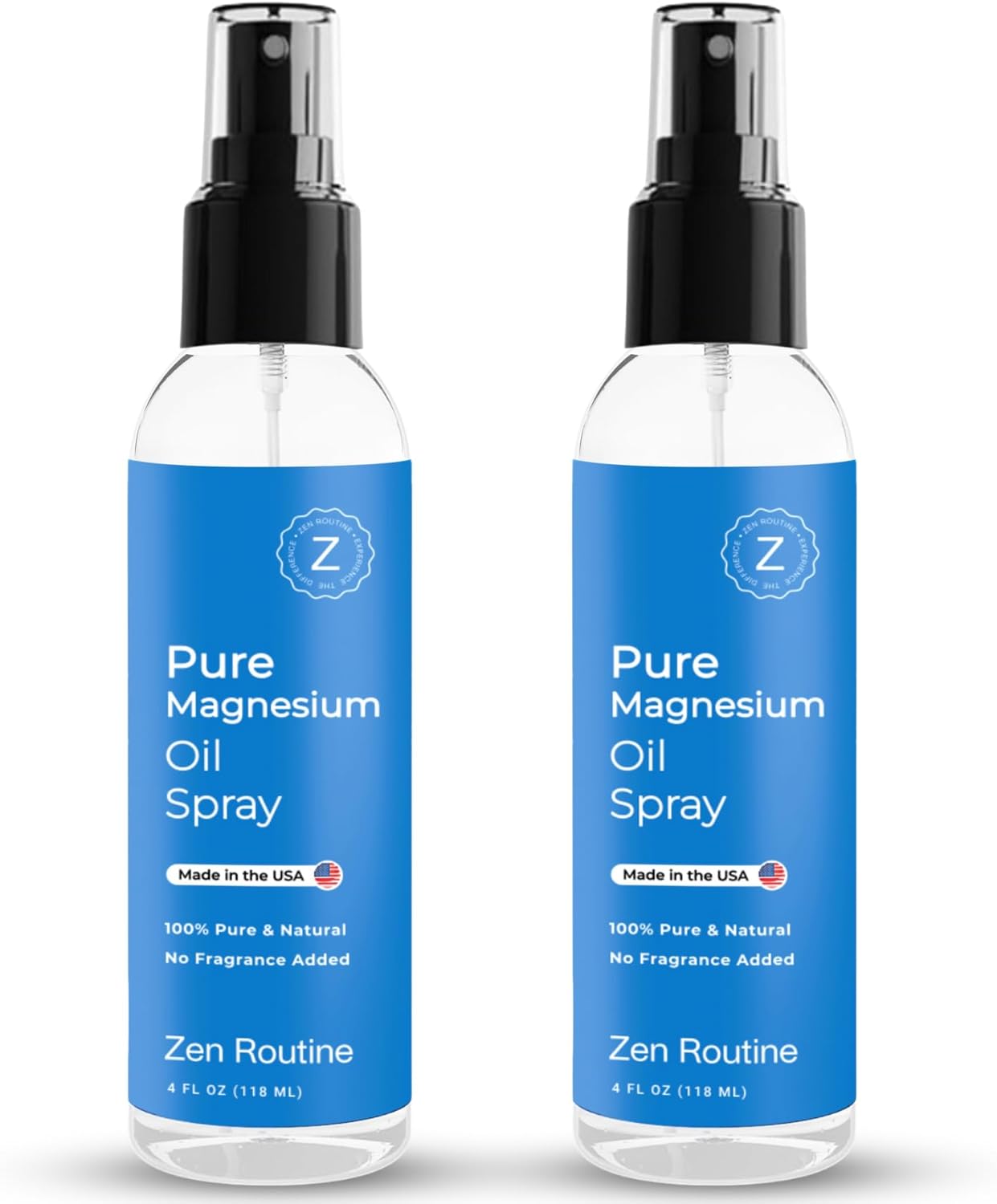 Pure Magnesium Oil Spray – 4oz (2 Pack) Organic USP Grade, Topical Magnesium Spray for Feet, Leg Cramps, Weight Management, Aceite de Magnesio, Natural Salt & Ancient Minerals – Made in The USA
