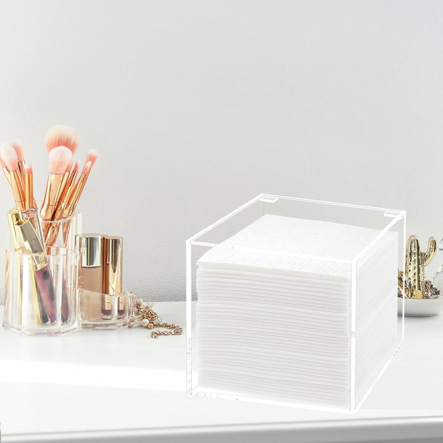 Face Towelettes Disposable Holder, Disposable Face Towel Container Acrylic, Facial Towels Storage Box, Clear