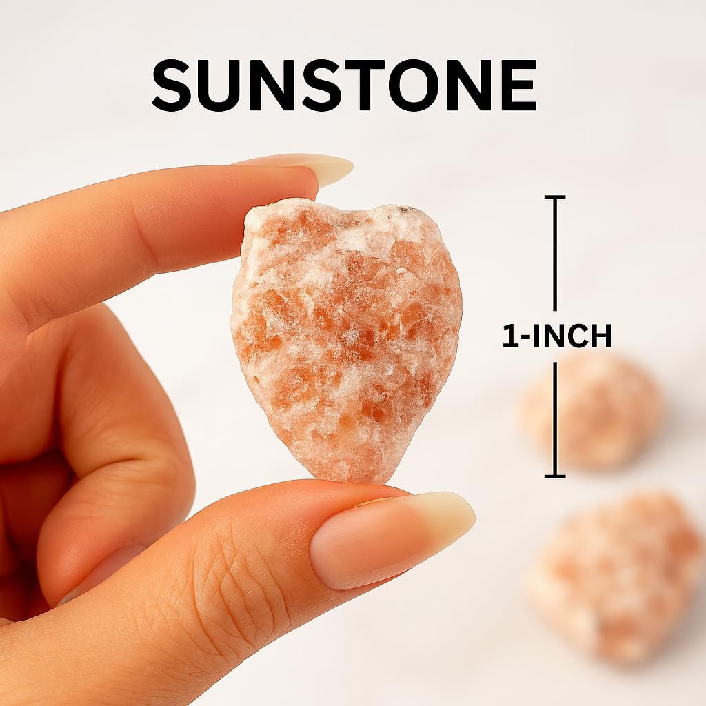 Large 1.25-2.0” Natural Healing Stones for Love, Meditation, Chakra, Reiki, Crystal Grid, Energy Work, Tumbling, Wire Wrapping, and Spiritual Home Decor (Sunstone)