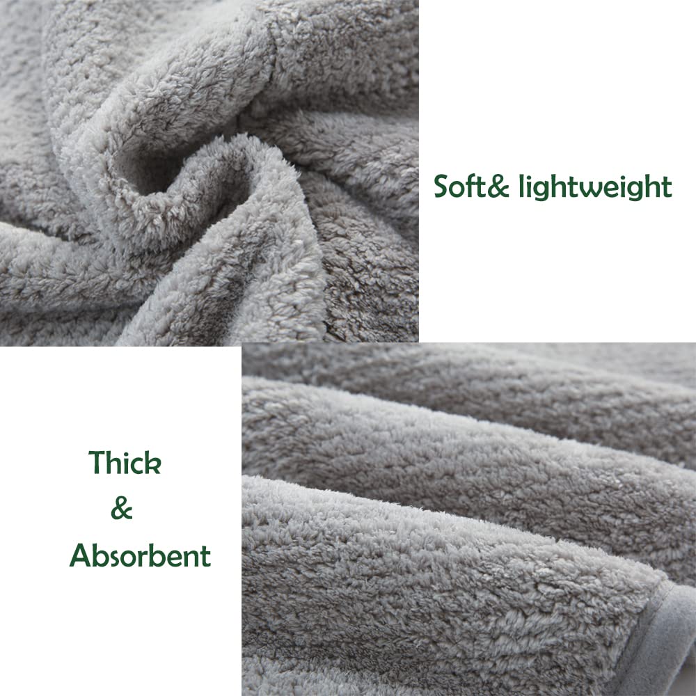 2 Pack Hair Towel Wrap,Absobent Hair Drying Towel with Buttons, Microfiber Hair Towel Wrap to Dry Hair Quickly (Beige&Gray)