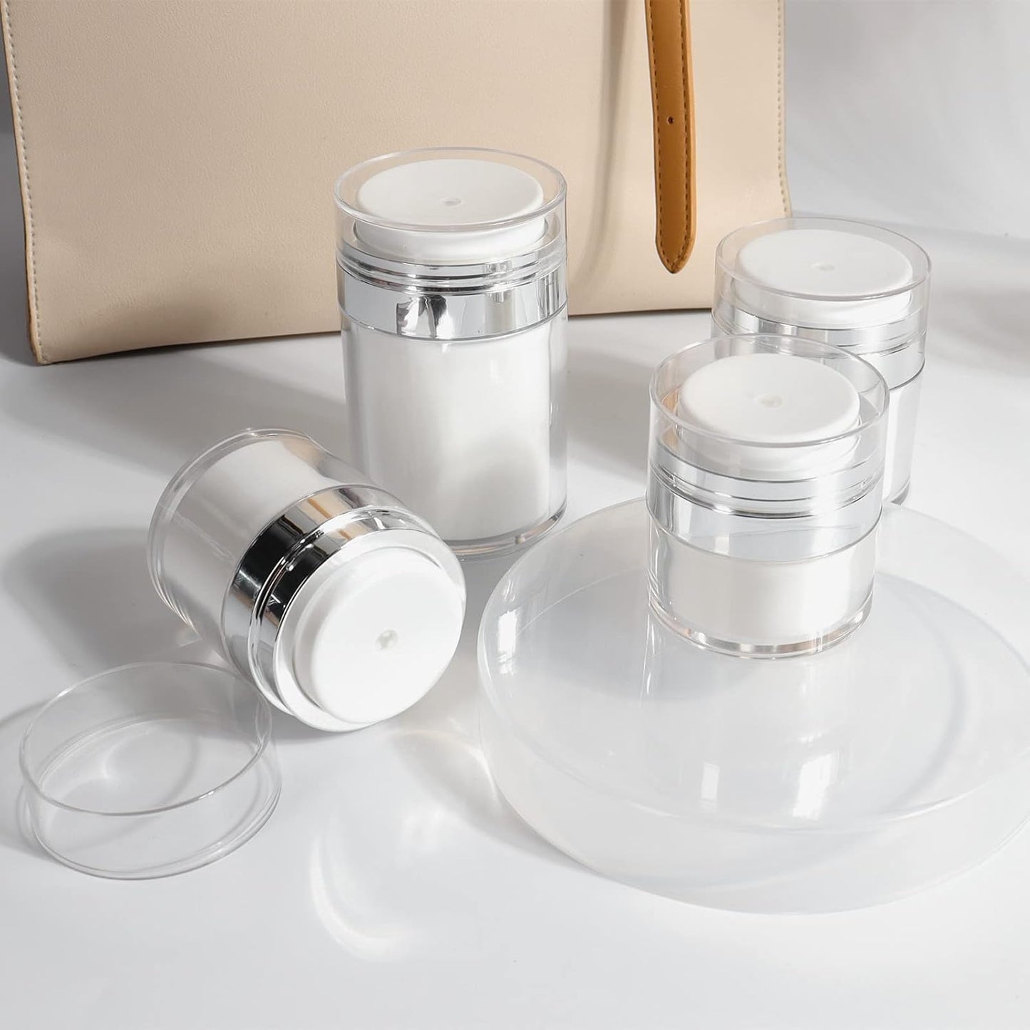 Airless Pump Jar - 3.5 Oz Moisturizer Dispenser Air Pump Containers, Container Vacuum Bottle Dispenser for Skincare Makeup Lotion