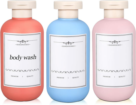 3 PACK Travel Shampoo Bottle, Empty Plastic Squeeze Bottles 6.8oz with Flip Cap, Lotion Container for Toiletries Travel Size Shampoo and Conditioner