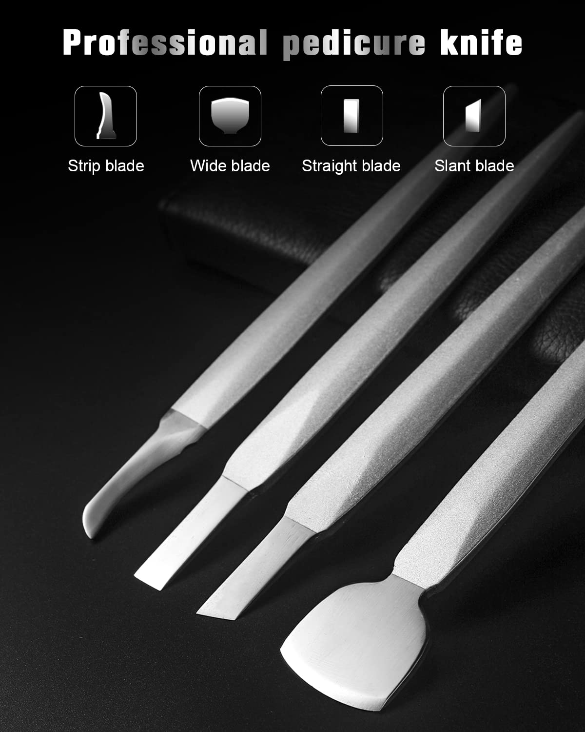 FERYES Pedicure Knife Ingrown Toenail Kit, 7 PCS Professional Pedicure Tool Toenail Grooming Kit, Top Notch Foot Blade, Super Sharp Toenail Clippers (Leather case included)