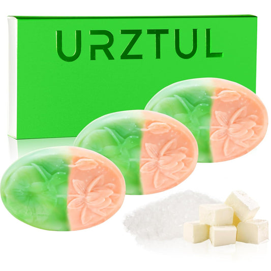 3 Pack Sea Salt Soap Bars, Natural Cold-Processed Exfoliating Cleanser with Dead Sea Minerals, Moisturizing for Body & Face Skin Care