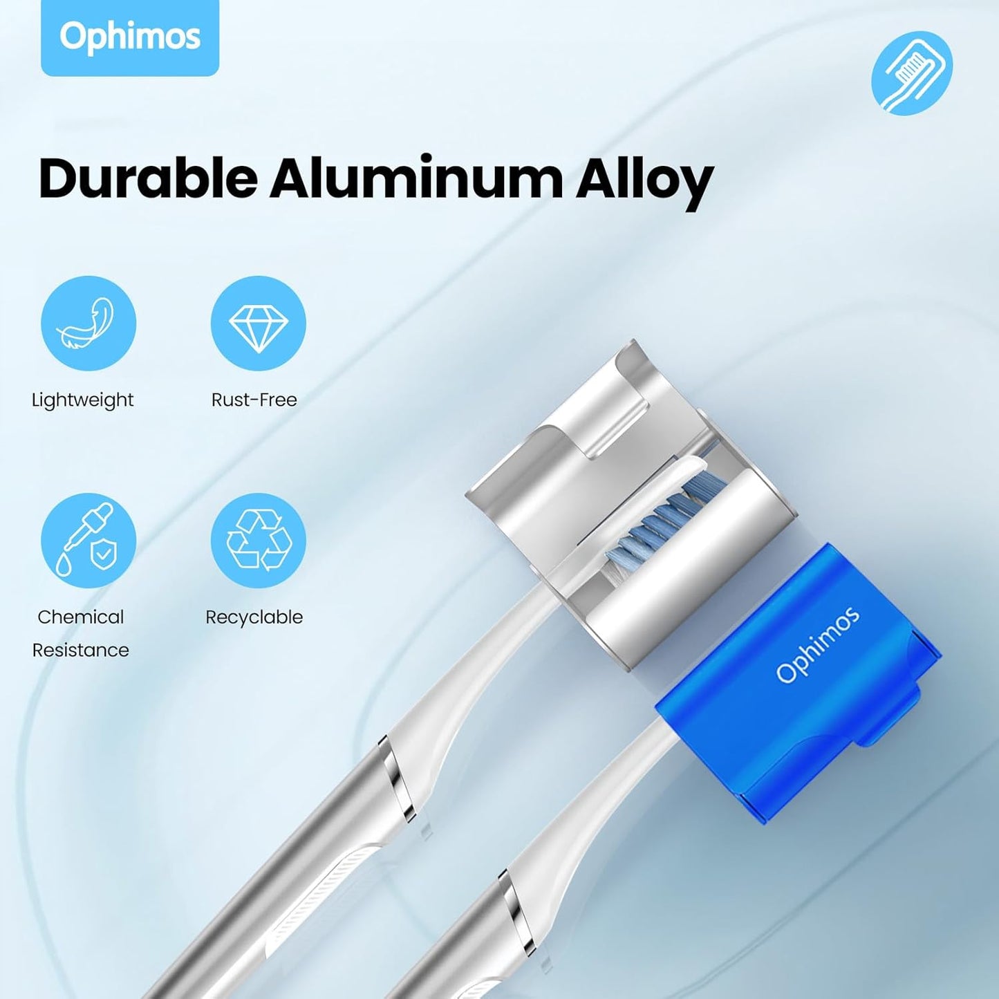 Aluminum Alloy Toothbrush Head Cover/Cap/Protector Case,Travel Toothbrush Covers Long-lasting Toothbrush Head Caps for Most Electric/Manual Brushes, 2 Count - Silver+Blue