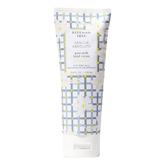 Beekman 1802 Pure Goat Milk Hand Cream, Vanilla Absolute - Scented - 3.4 oz - Moisturizing Lotion for Dry Skin - Anti-Aging Hydration - Good for Sensitive Skin - Cruelty Free