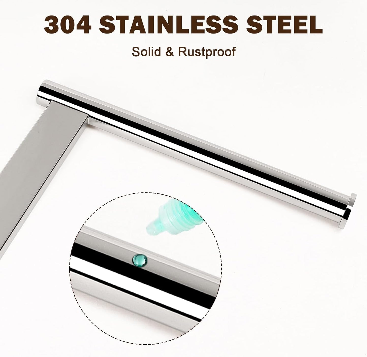 Hand Towel Holder Stand for Bathroom, L- Shaped Standing Hand Towel Rack, Towel Bar Kitchen Vanity Countertop Organizer, SUS304 Stainless Steel Material (Marble Base, Chrome)