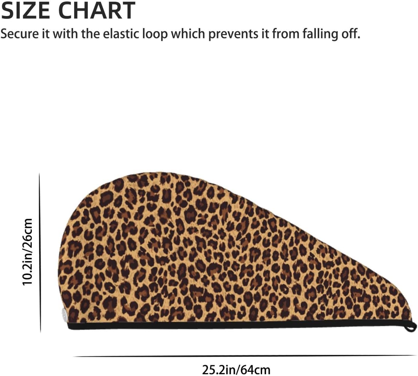 Leopard Hair Towel Wrap Microfiber Fast Drying Hair Turban with Buttons for Women Men Drying Curly, Long & Thick Hair