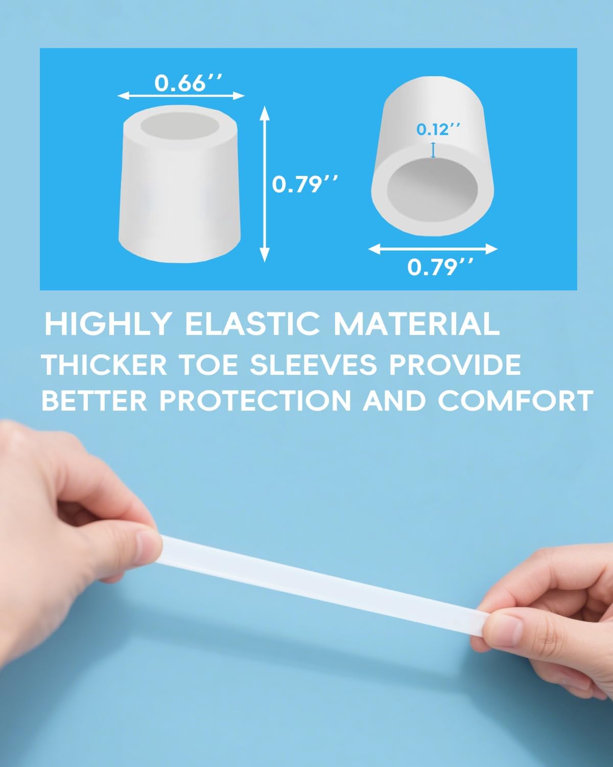 Silicone Toe Sleeves, 24 Count Pinky Toe Protector for Pain Relief, Gel Toe Covers for Blisters, Corn, Bunion, Hammer Toes, Overlapping Toes, Toenails Loss (White)