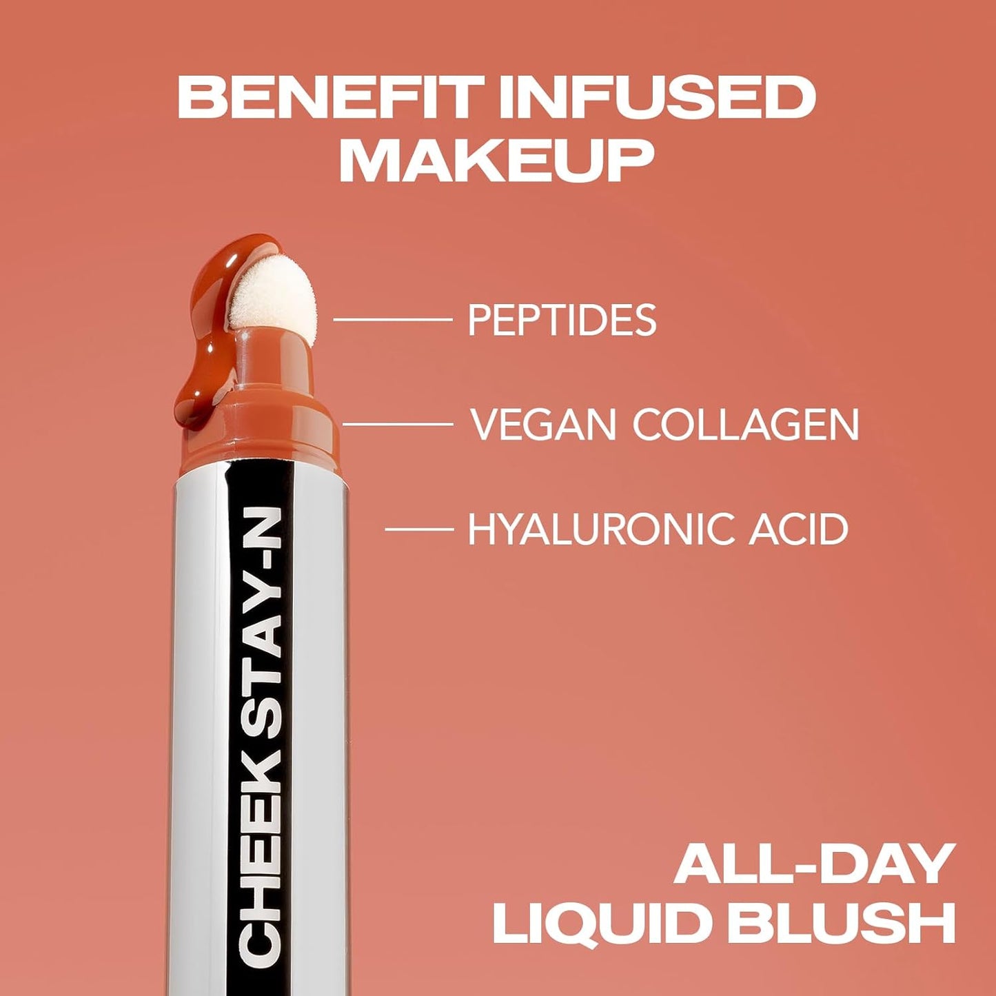 Sacheu Cheek STAY-N Liquid Blush for Cheeks — High Pigment, Buildable, Lightweight Cream Blush Infused With Squalane, for Dewy & Radiant Flushed Cheeks — Long-lasting & Cruelty Free, I'm Hot