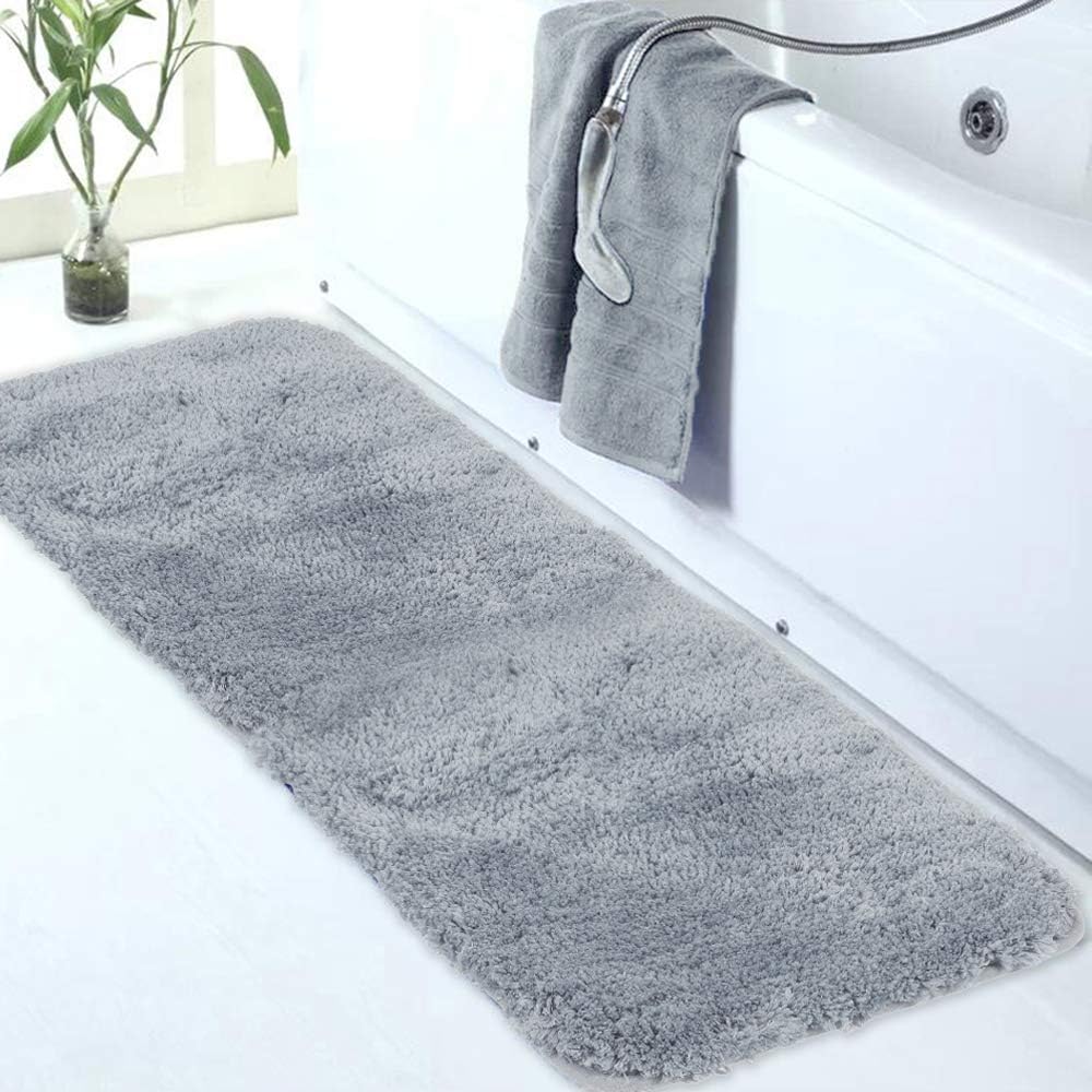 Walensee Large Bathroom Rug (24 x 72, Grey) Extra Soft and Absorbent Shaggy Bath Mat Machine Washable Microfiber Non Slip Luxury Floor Mat