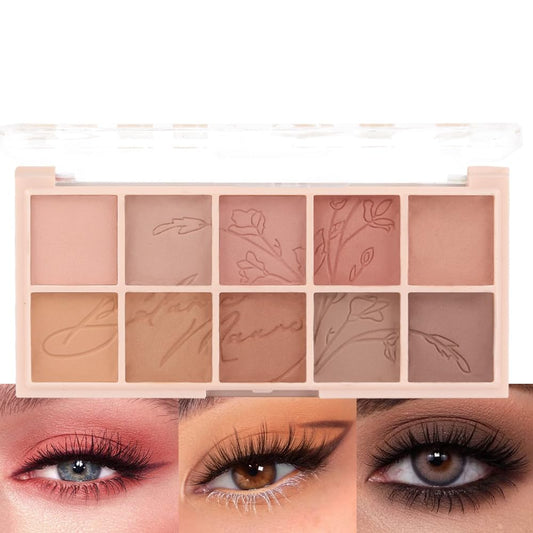 evpct 10 Colors Matte Nude Eye Shadow Palette Makeup for Older Women, Nude Brown Pink Cocoa Taupe Mauve Neutral Matte Cream Smokey Mini Eyeshadow Palette for Blue Green Eyes, Contour Makeup Palettes 6