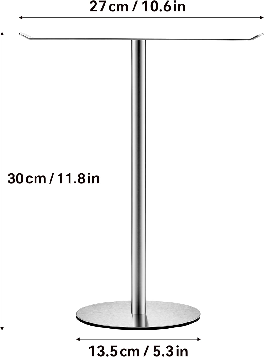 Silver Hand Towel Holder Stand – Countertop T-Shaped Stainless Steel Towel Rack with Non-Slip Base for Vanity and Kitchen