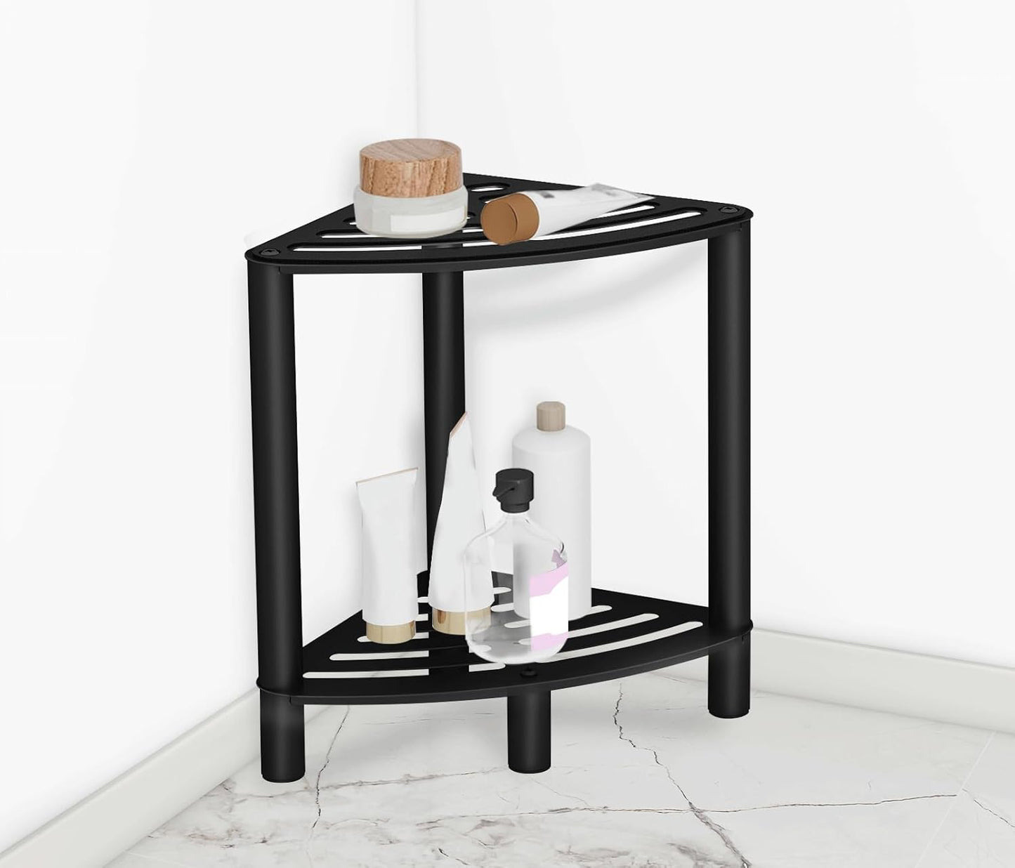 Stainless Steel Shower Stool, Shower Stool for Inside Shower,Corner Shower Bench for Shaving Legs，Shower Foot Rest for Small Bathroom, Matte Black Shower Seat