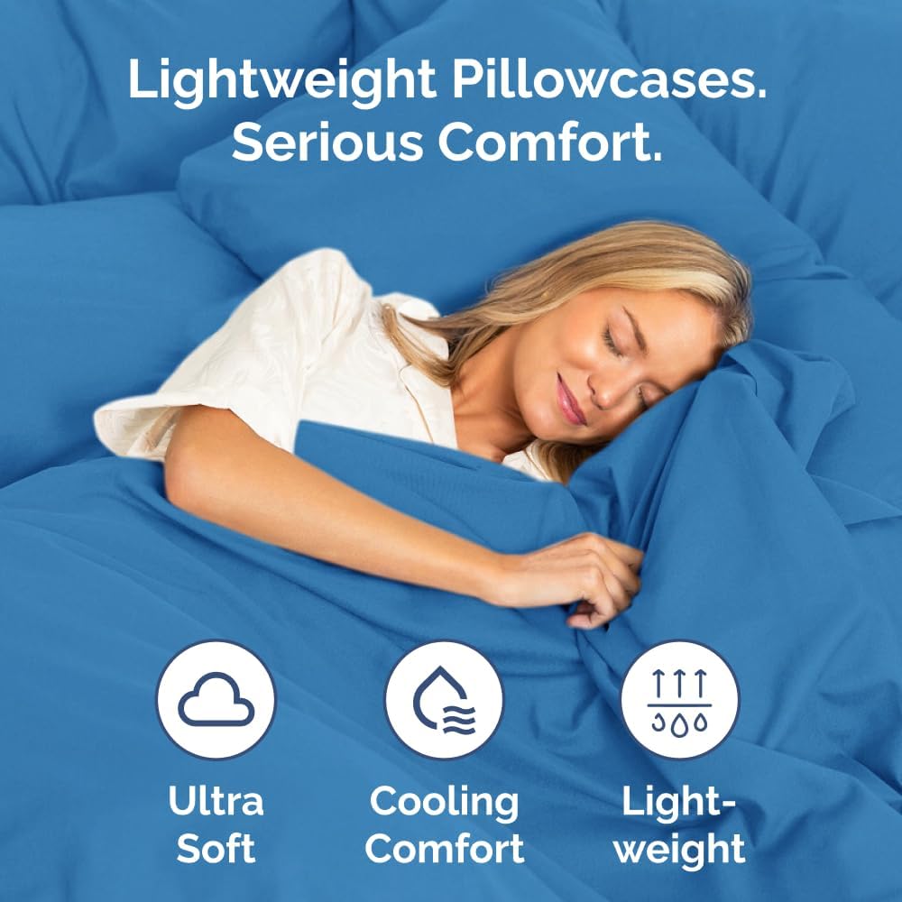 King Pillow Cases Set of 2 - Ultra Soft Hotel Quality Pillowcase Covers - Comfy, Cozy & Wrinkle Free - Shrinkage, Stain & Fade Resistant - Machine Washable Pillow Protectors - 2 Piece Set - Royal Blue