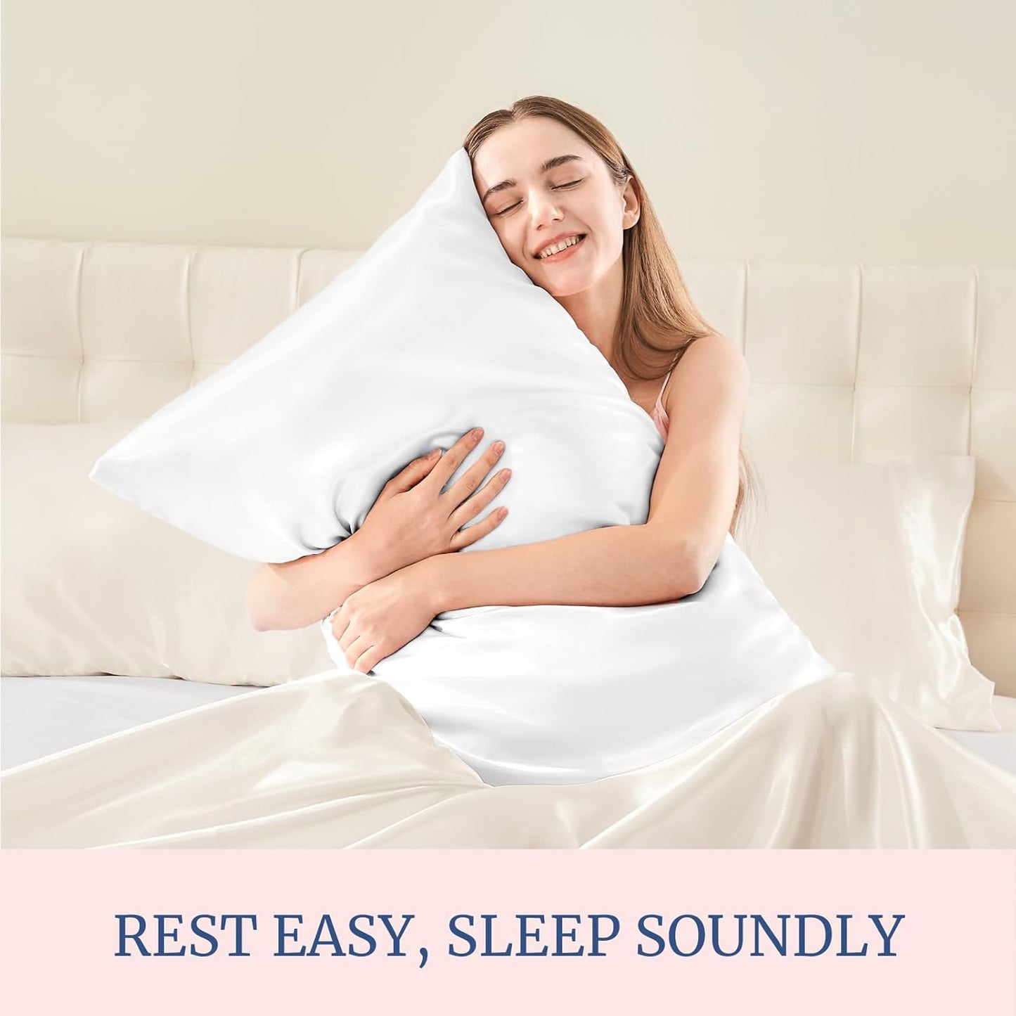 BEDELITE Satin Pillowcase for Hair and Skin, Super Soft Similar to Silk Pillow Cases 4 Pack with Envelope Closure, Cooling Pillowcases for Women Men (20"x26" Standard Size, White)