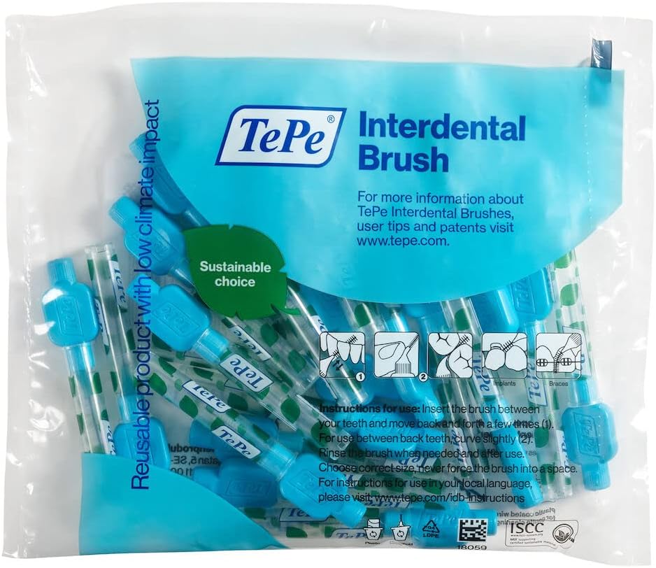 TePe Interdental Brushes Original | Size 5-0.8mm | 1 Pack of 20 Brushes (0.6 mm, Blue)