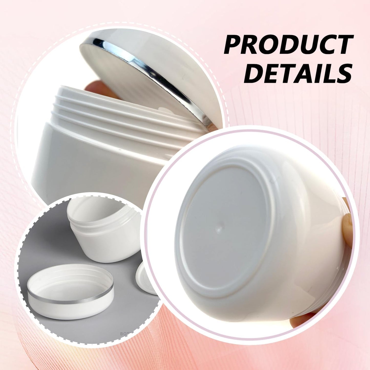 6PCS White Plastic Creams Jar with Inner Liners and Lid Empty Refillable Cosmetic Face Lotions Ointments Bottles Containers Lip Balm Storage Scrub Lotions Dispenser Jars Pots(50ML/1.69OZ)