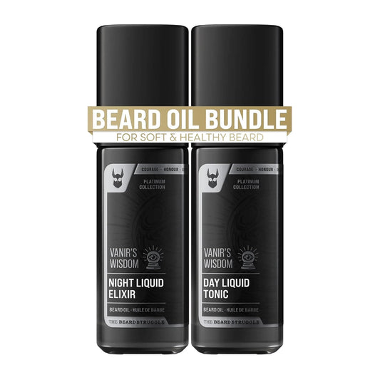 The Beard Struggle Tonic + Elixir Beard Oil Bundle - Platinum Collection - Grooming Beard Oil - Softens, Moisturizers, and Strengthens Beard Growth - Pack of 2, Vanir's Wisdom