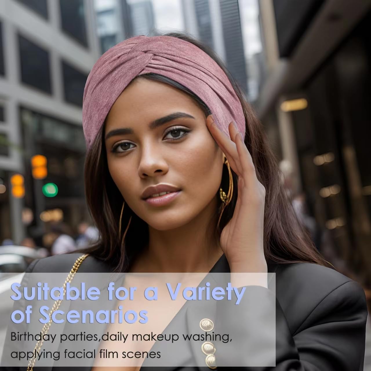 Extra Wide Headbands for Women, 7'' Large Cotton Like Turban Knotted Bandana Head Bands for Women Non Slip, Boho Headbands for Women's Hair (6Pcs Bright Colors, Extra Large 7" Wide)