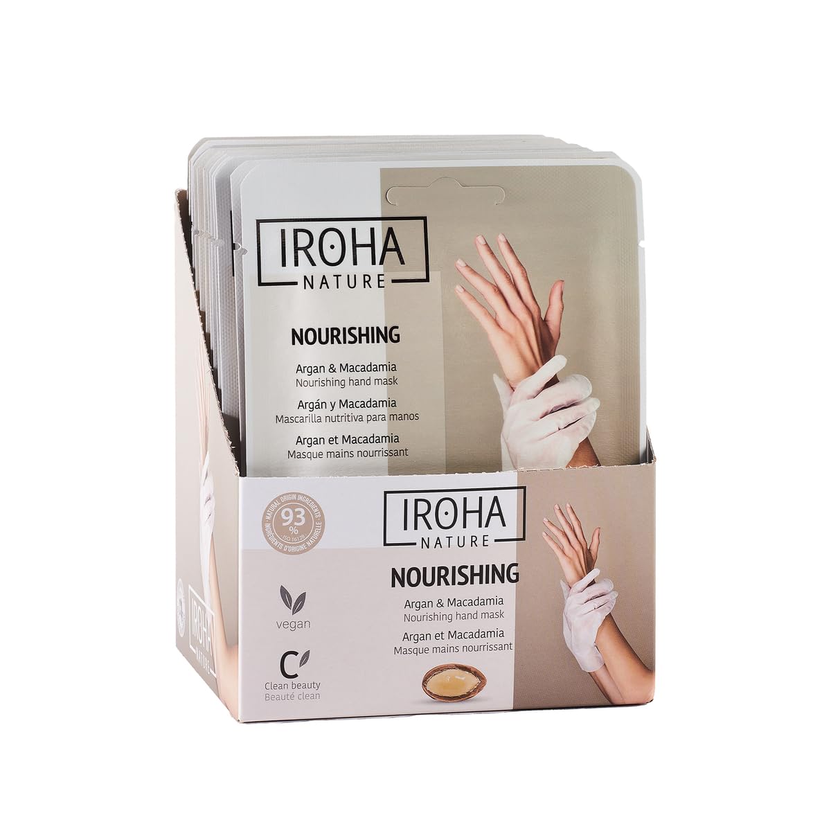IROHA NATURE Anti-Aging Nourishing Hand Mask Gloves | 15 Pairs | Argan & Macadamia Oil | Intense Nutrition for Dry Hands | 93% Natural Ingredients | Vegan