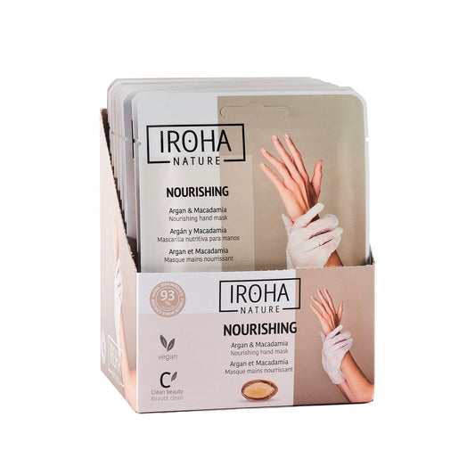 IROHA NATURE Anti-Aging Nourishing Hand Mask Gloves | 15 Pairs | Argan & Macadamia Oil | Intense Nutrition for Dry Hands | 93% Natural Ingredients | Vegan