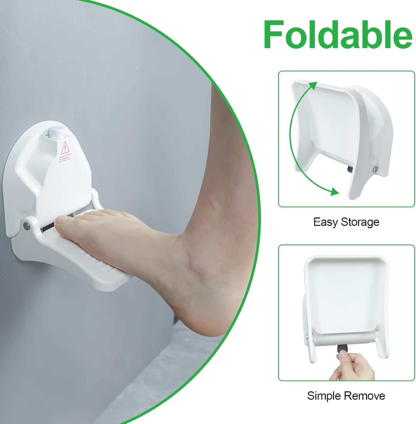 Shower Shaving Foot Rest Foldable, Shower Foot Rest for Shaving Legs, Footrest with Powerful Suction Cup with 5.12'' Pedal, Bathroom Pedicure Foot Rests Stool, 2 Pack