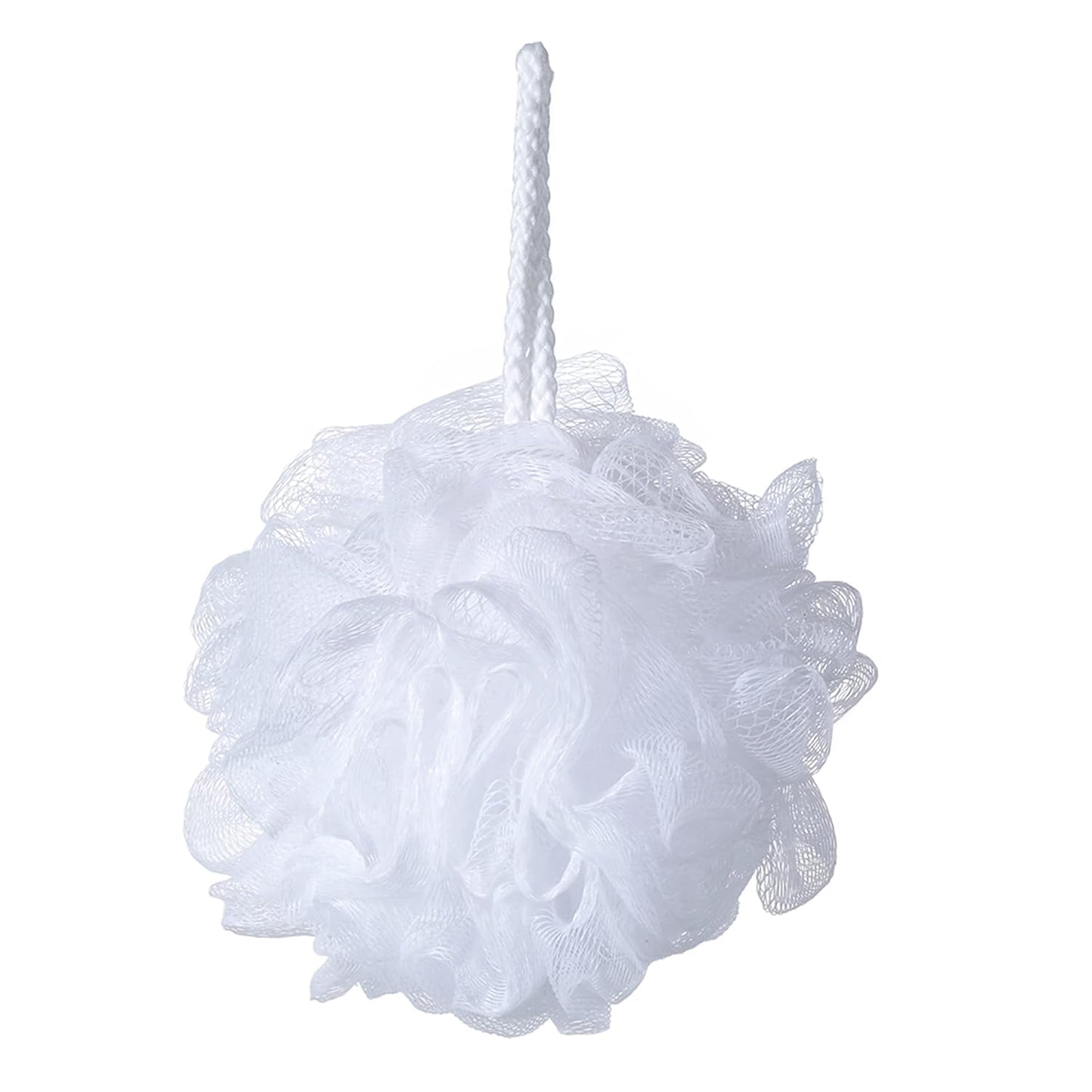 60g/pcs White Mesh Bath Sponge Pouf Shower Loofahs Shower Puff Pack of 4 (White)