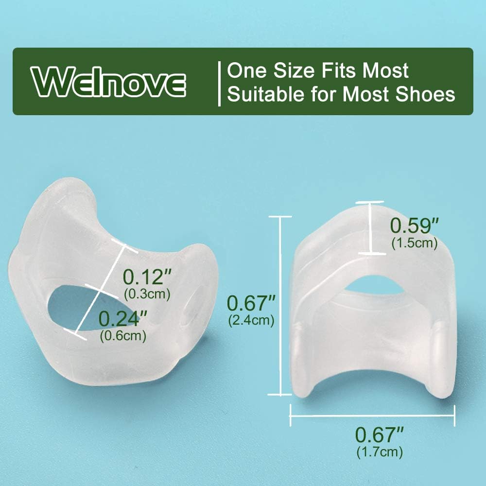 Welnove Gel Toe Separator, Pinky Toe Spacers, Little Toe Cushions, Small Toe Sleeves for Preventing Rubbing & Reducing Pressure (Pack of 12, Transparent)