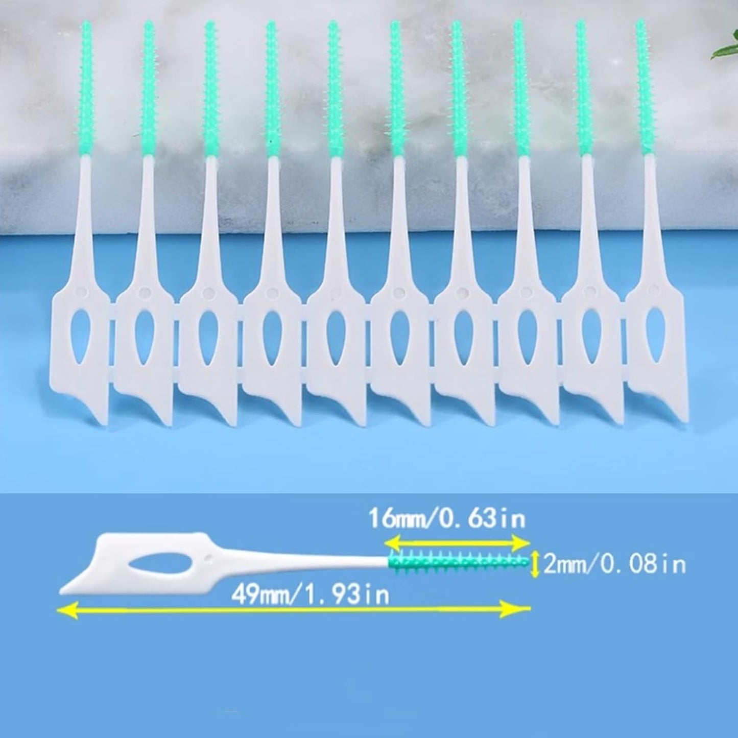 300 Pieces Dual-Use Interdental Brushes Soft Silicone, Disposable Dental Picks,Premium Dental Floss Picks for Effective Teeth Cleaning (300pcs Black)