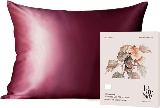 Oriental Lakeside® 100% Pure 22 Momme Mulberry Silk Pillowcase with Hidden Zipper - Nighttime Skincare & Hair Care Hydrating Pillow Cover