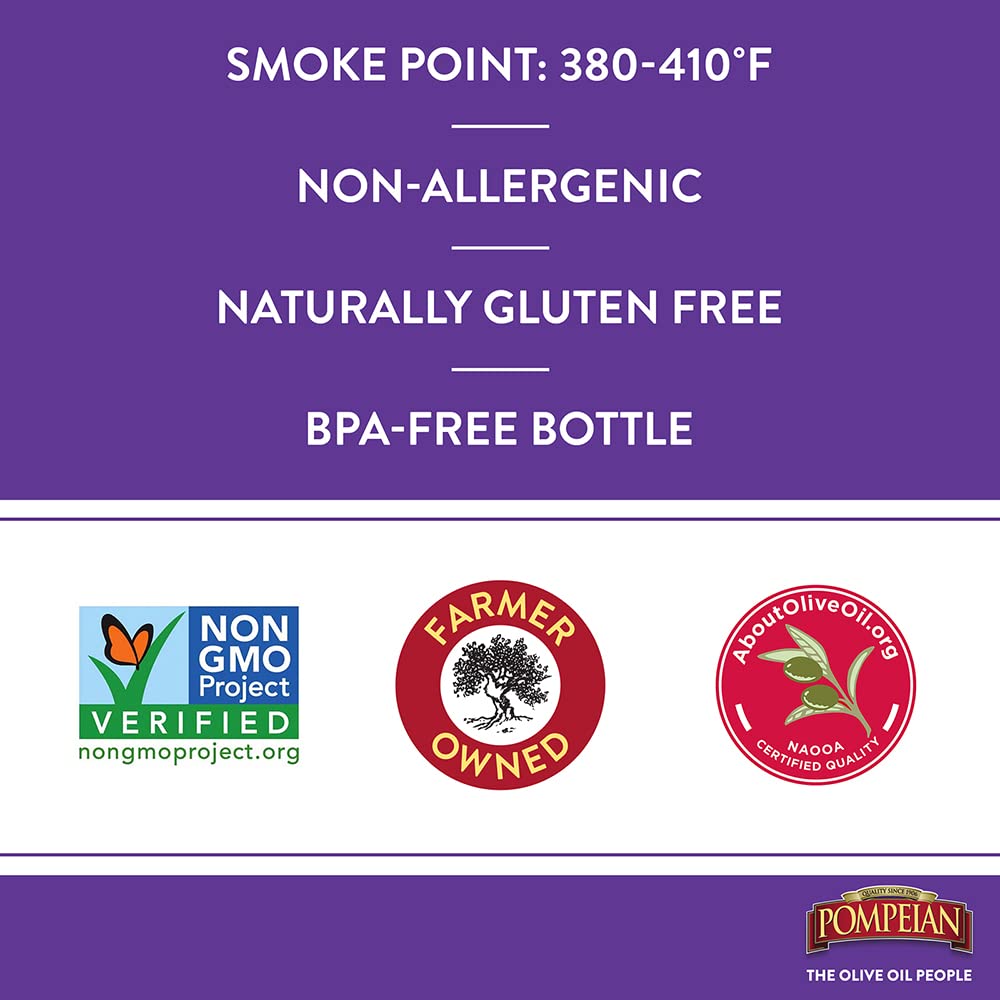 Pompeian Smooth Extra Virgin Olive Oil, Contains Polyphenols, First Cold Pressed, 101 Fl Oz